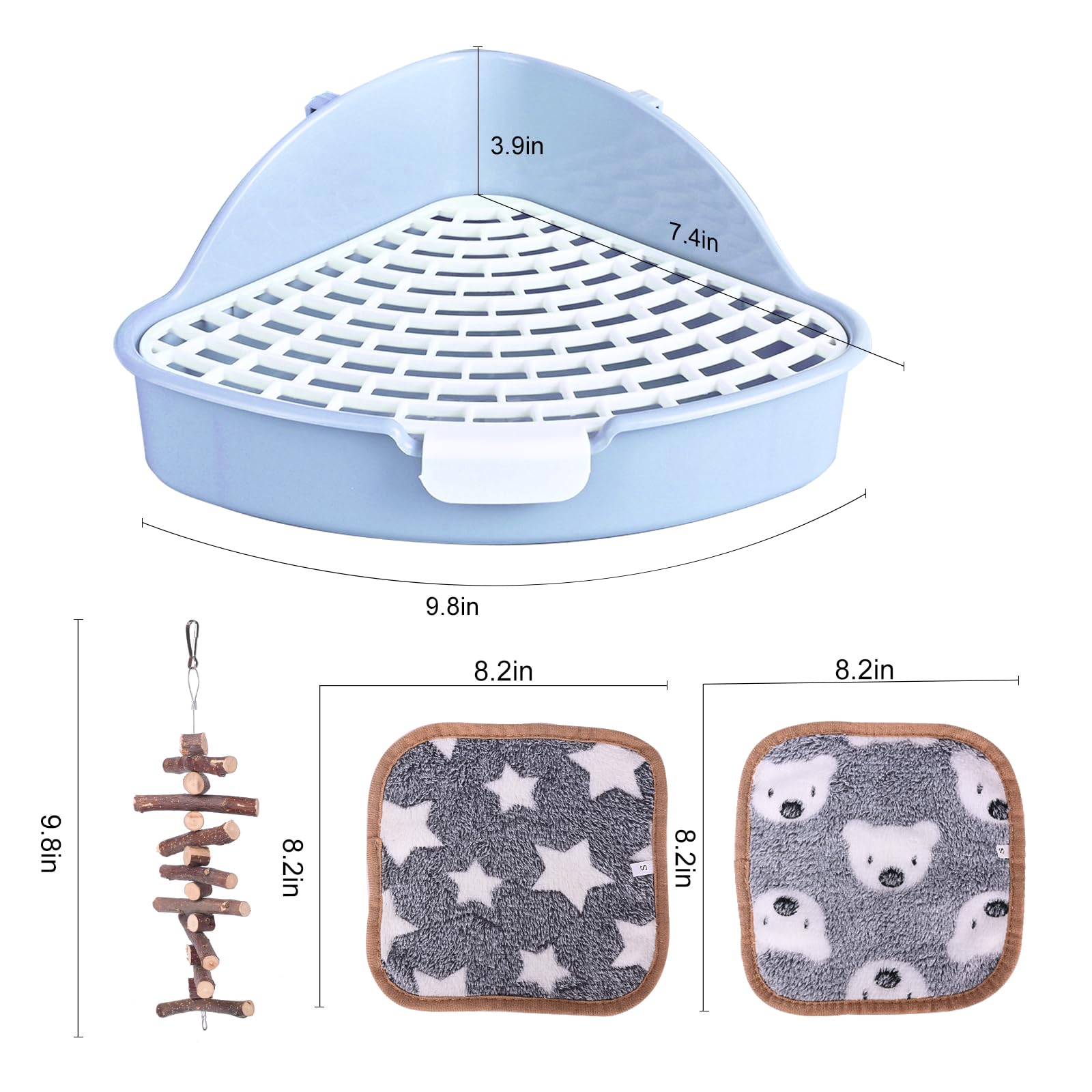 Rubyhome Triangle Rabbit Litter Box Bunny Potty Training Corner Small Animal Toilet Litter Box Pet Toilet Bedding Pee Pan Tray F